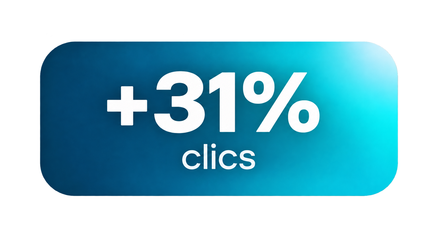Gráfico azul con texto blanco que indica un aumento del 31% en los clics.