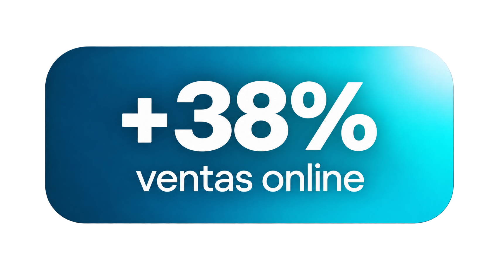 Gráfico azul con texto que indica un aumento del 38% en ventas en línea.