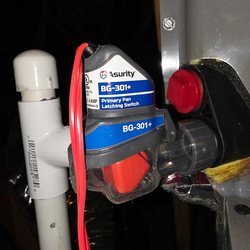 Installation of a secondary drain flood prevention switch