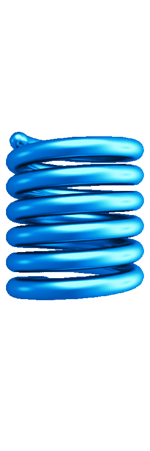 Blue metallic coil spring against a light blue background.