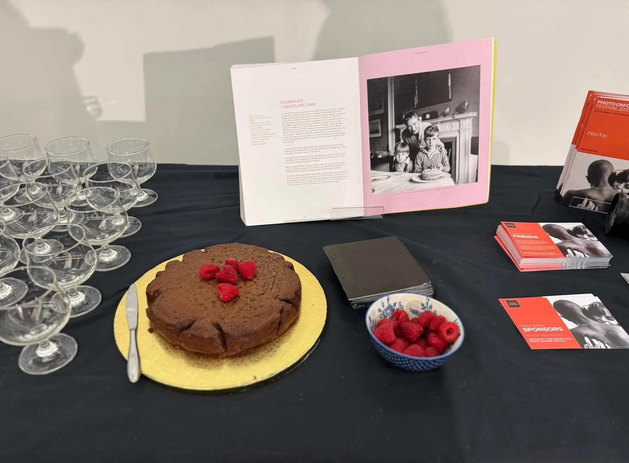 Books, exhibition materials and refreshments arranged for the Lee Miller event.