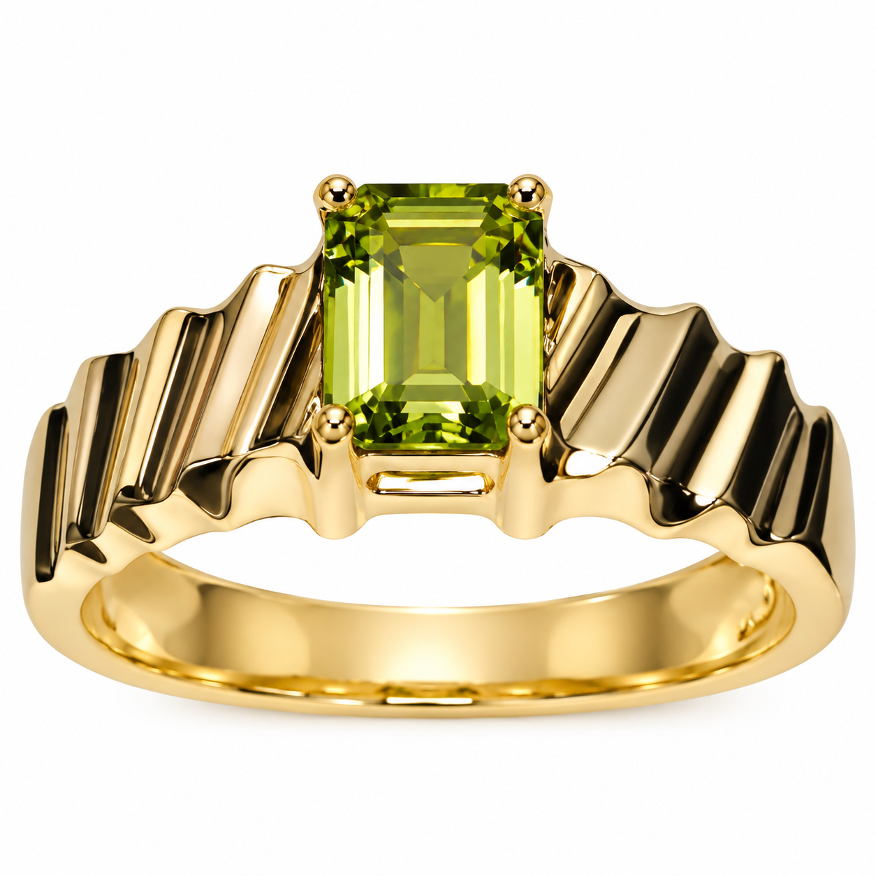 14K Yellow Gold Peridot Ring – Size 6¾
