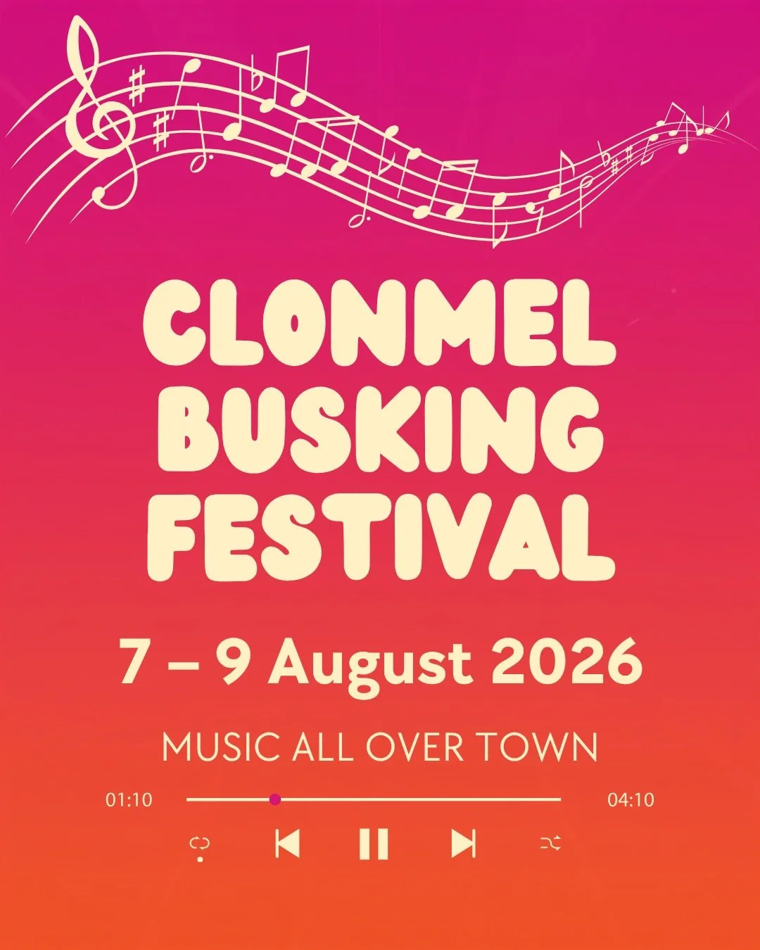 The streets of Clonmel are coming alive this weekend! 🎶

The Clonmel Busking Festival is back, with talented musicians performing throughout the town all weekend long.

Whether you&rsquo;re out shopping, grabbing a coffee, or meeting friends, take a