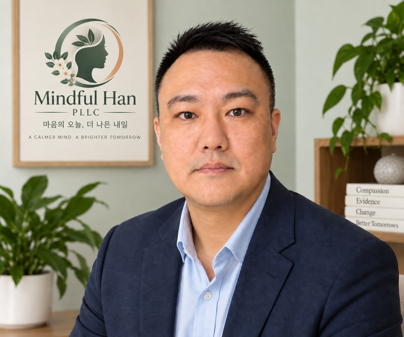 Wonho Lee, MSN, PMHNP-BC, in the Mindful Han PLLC office