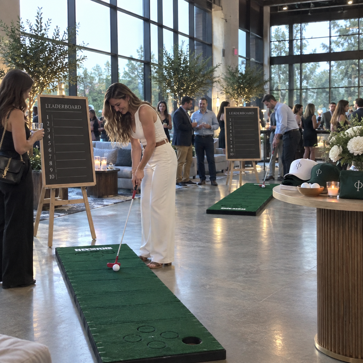 Mobile mini golf event experience for indoor corporate events, weddings, and more