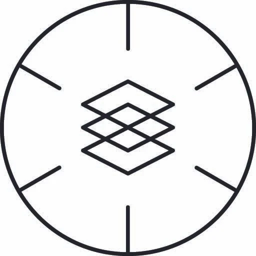 A black and white minimalist clock face with no numbers, featuring the Dropbox logo in the center.