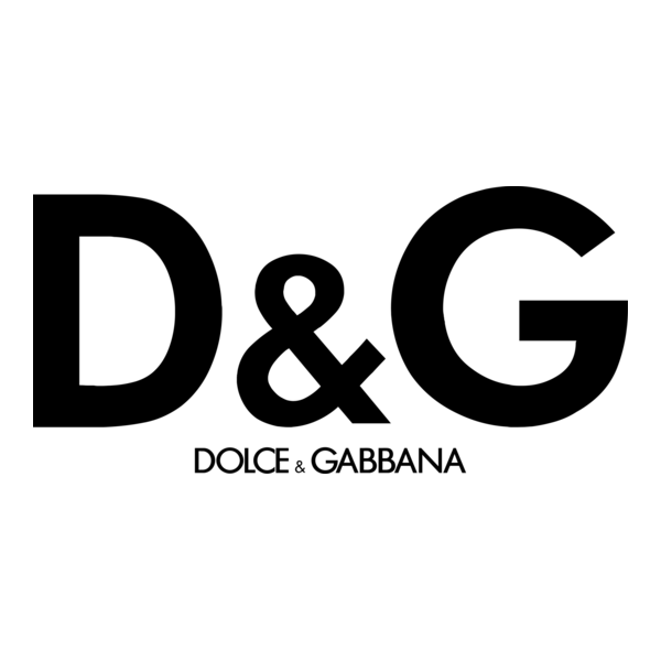 Dolce & Gabbana logo with large black letters D and G connected by an ampersand on a white background