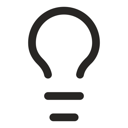 A black light bulb icon on a white background.