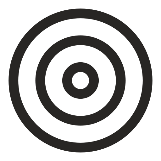 A black and white target with concentric circles.
