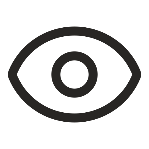 A black and white eye icon, stylized and minimalistic.