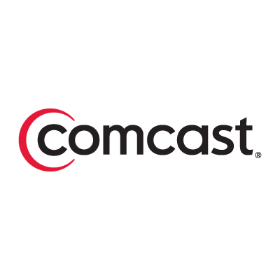 Comcast logo with red and black text on a white background.