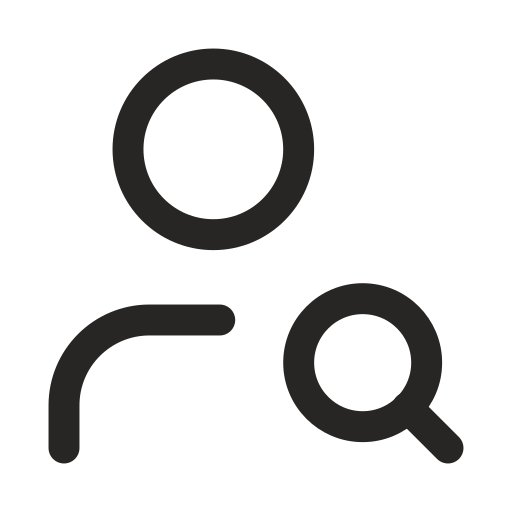 Silhouette of a person with a magnifying glass icon