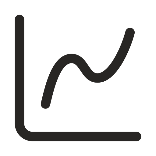 A black and white graph icon with an upward trending line.
