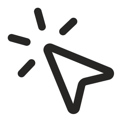 Cursor arrow icon with a sparkling effect.