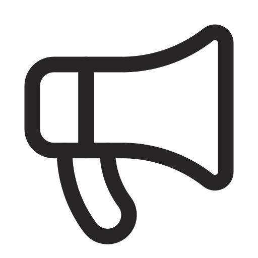 Outline icon of a megaphone