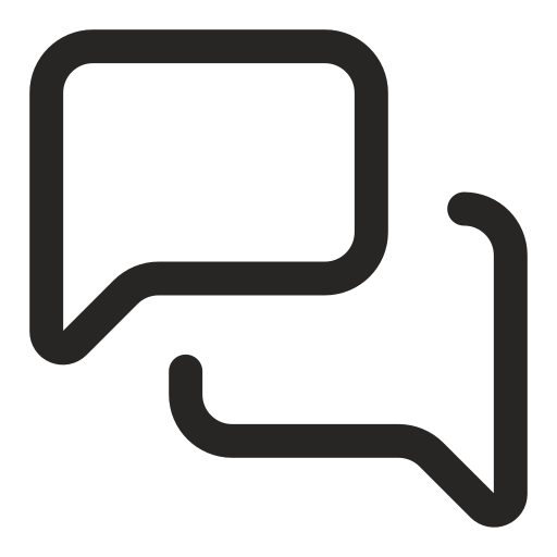 Icon of two overlapping speech bubbles.