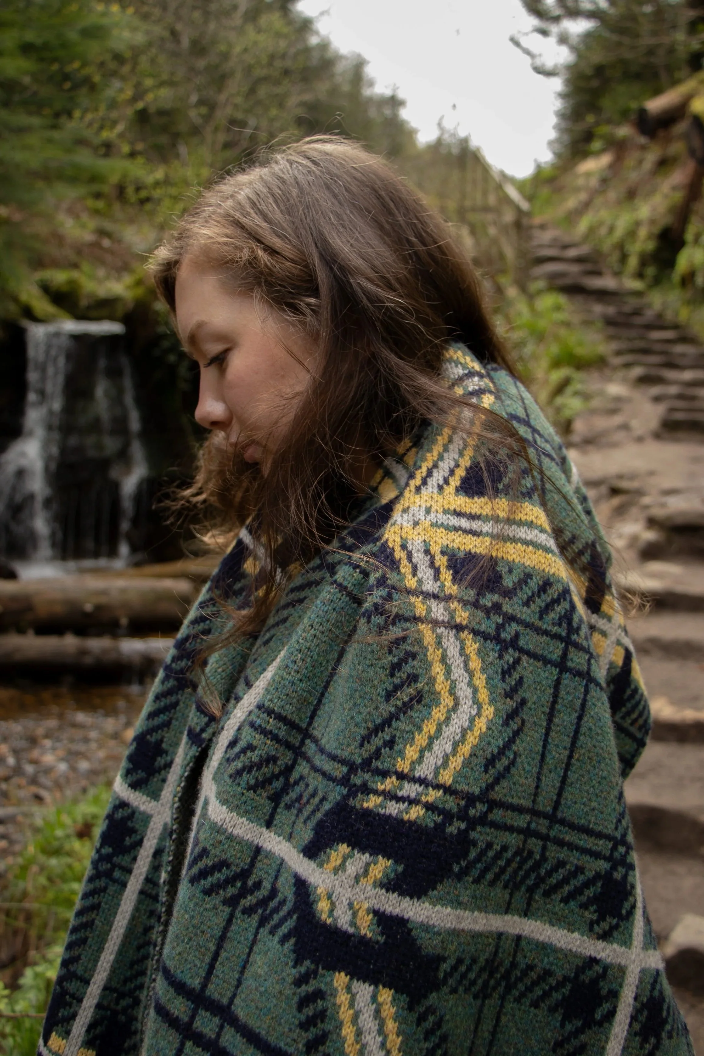 Wearing 'Lizzie Forbes Tartan' scarf by Lizzie Forbes.