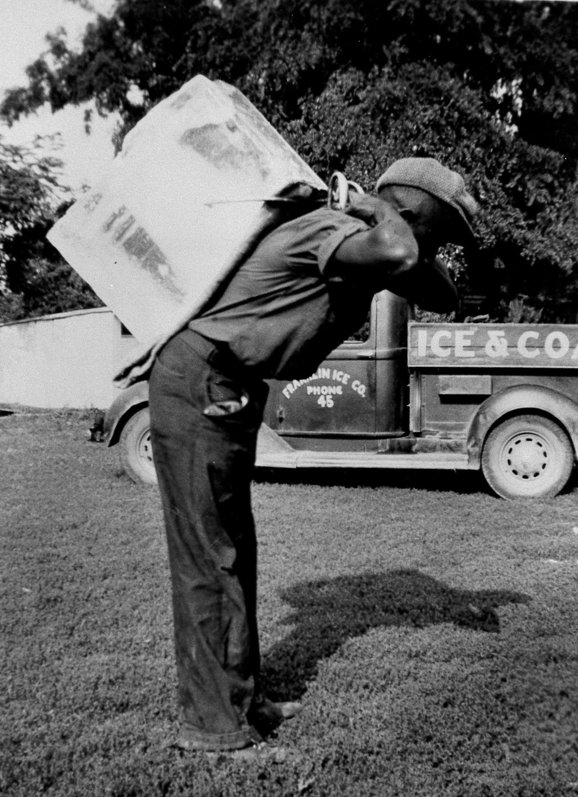 circa 1915 Franklin Ice Co. employee John Dave Hunter - now The Ice House Hotel