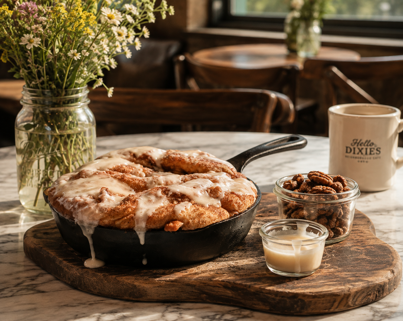 Dixie skillet cinnamon bread at Hello Dixies at The Ice House Hotel