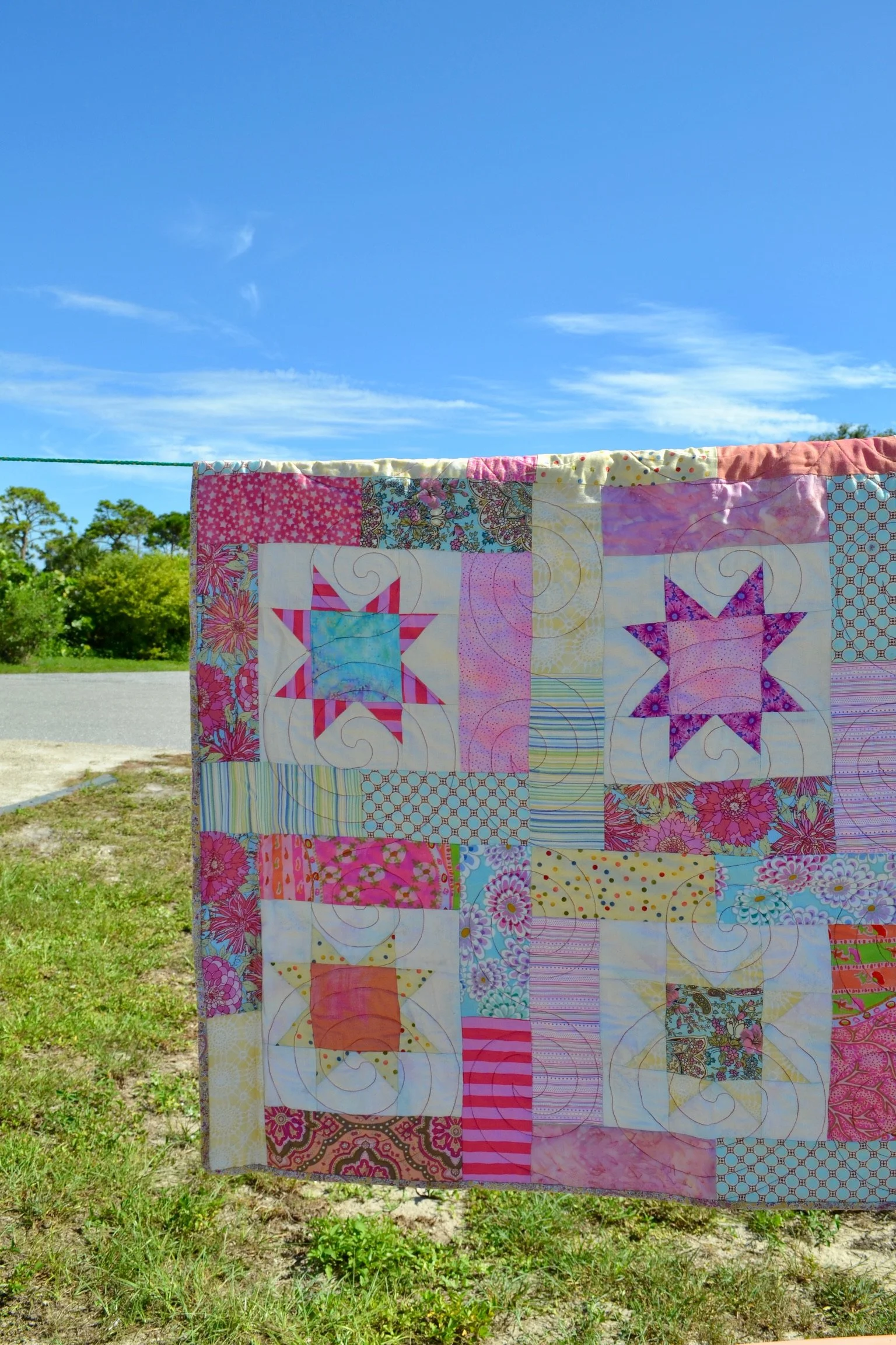 Colorful handmade quilt
