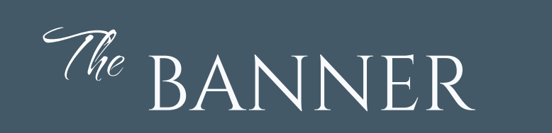 The Banner logo in white script and serif lettering on a blue-gray background
