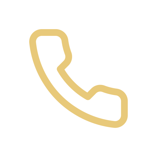 Icon eines goldenen Telefonhörers auf schwarzem Hintergrund.