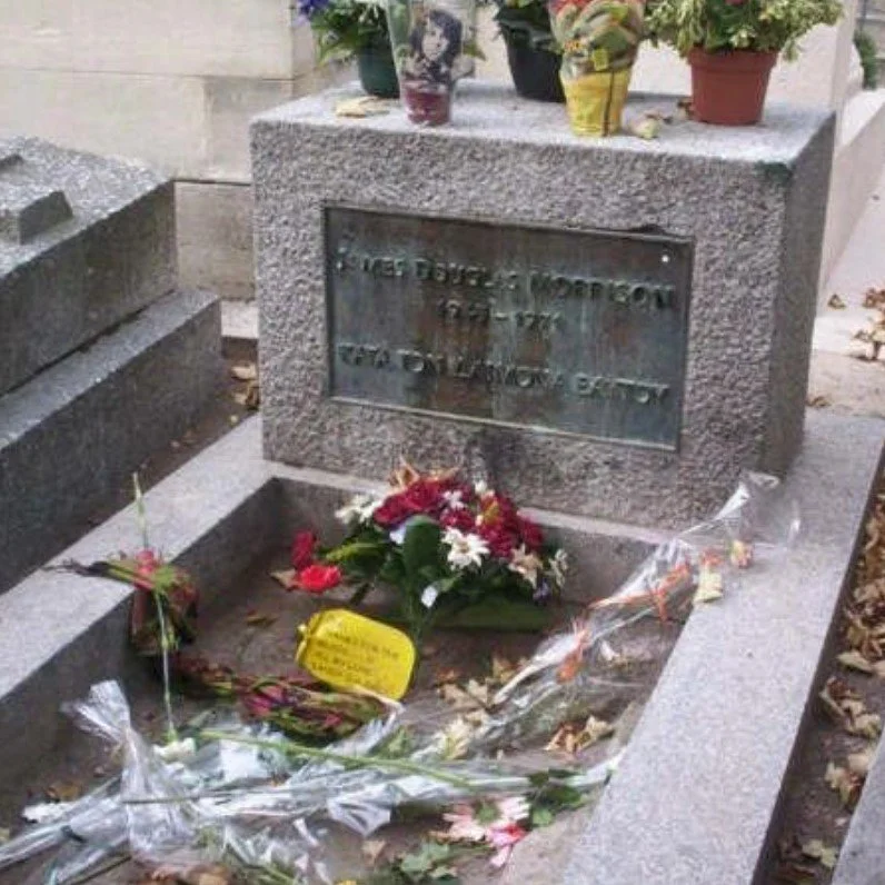 What do you do at the grave of a dead rock star?