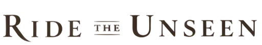 The text 'RIDE THE UNSEEN' logo with stylized, colorful lettering.