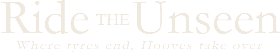 Ride the Unseen logo with the tagline 'Where tires end, Hooves take over'