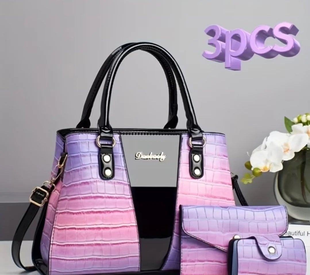 Gradient Elegance Handbag Set - 3 Piece