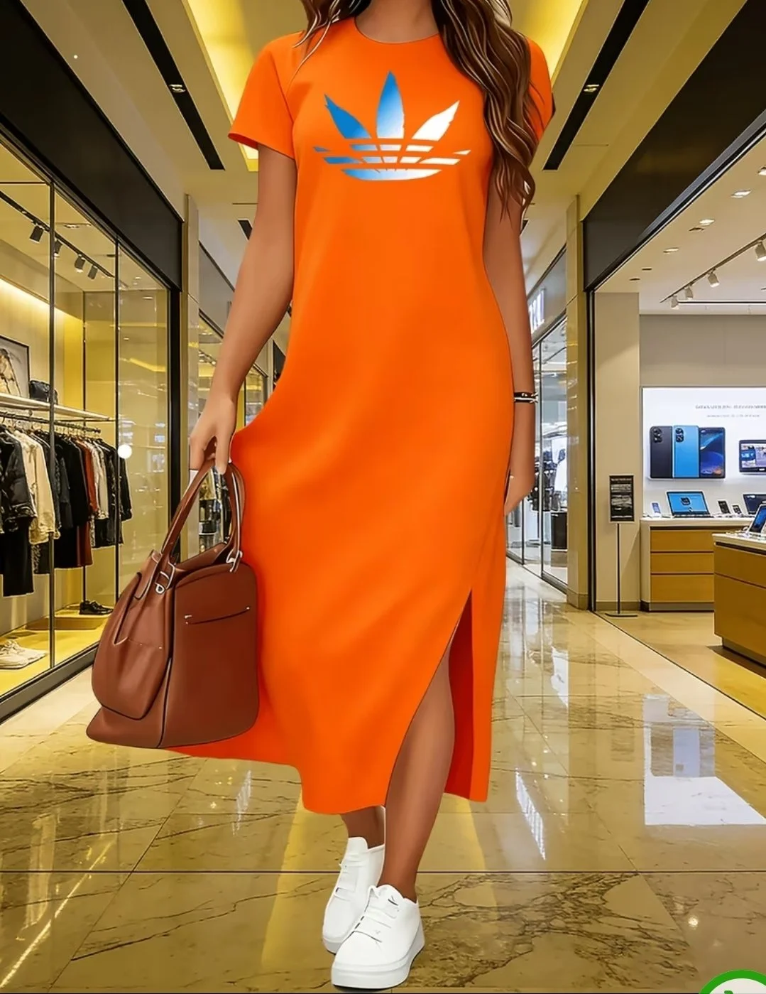 Orange and Black Chic Logo Dress