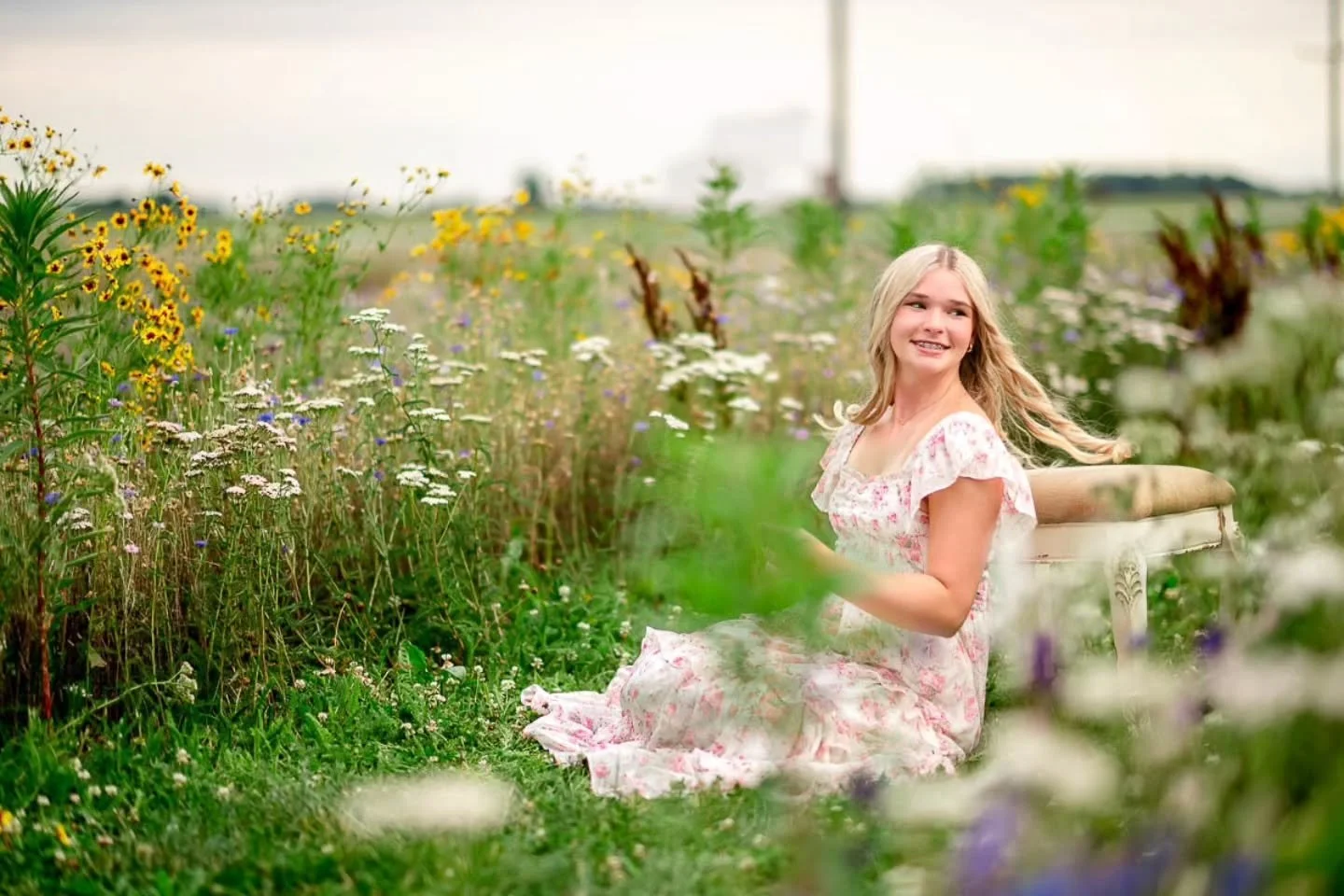 Kind of chic to frolic in a flower field.