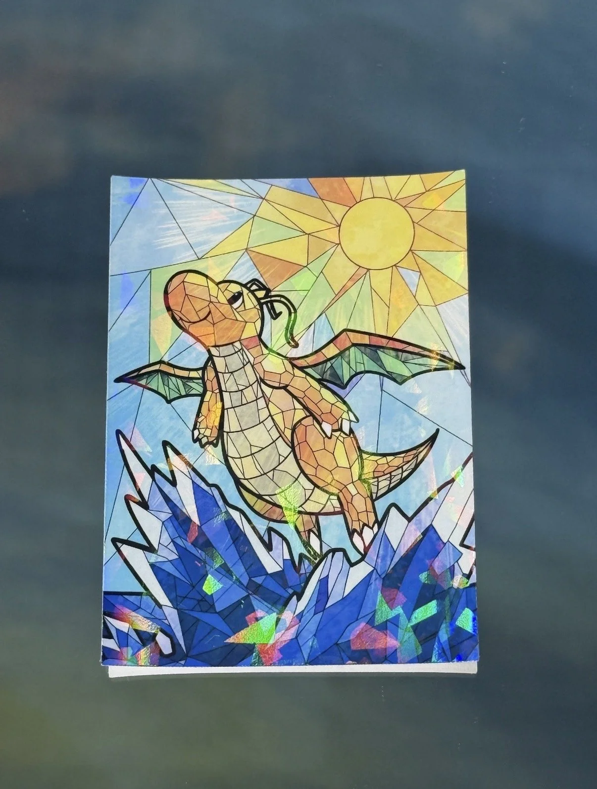 Dragonite Stain Glass Sticker