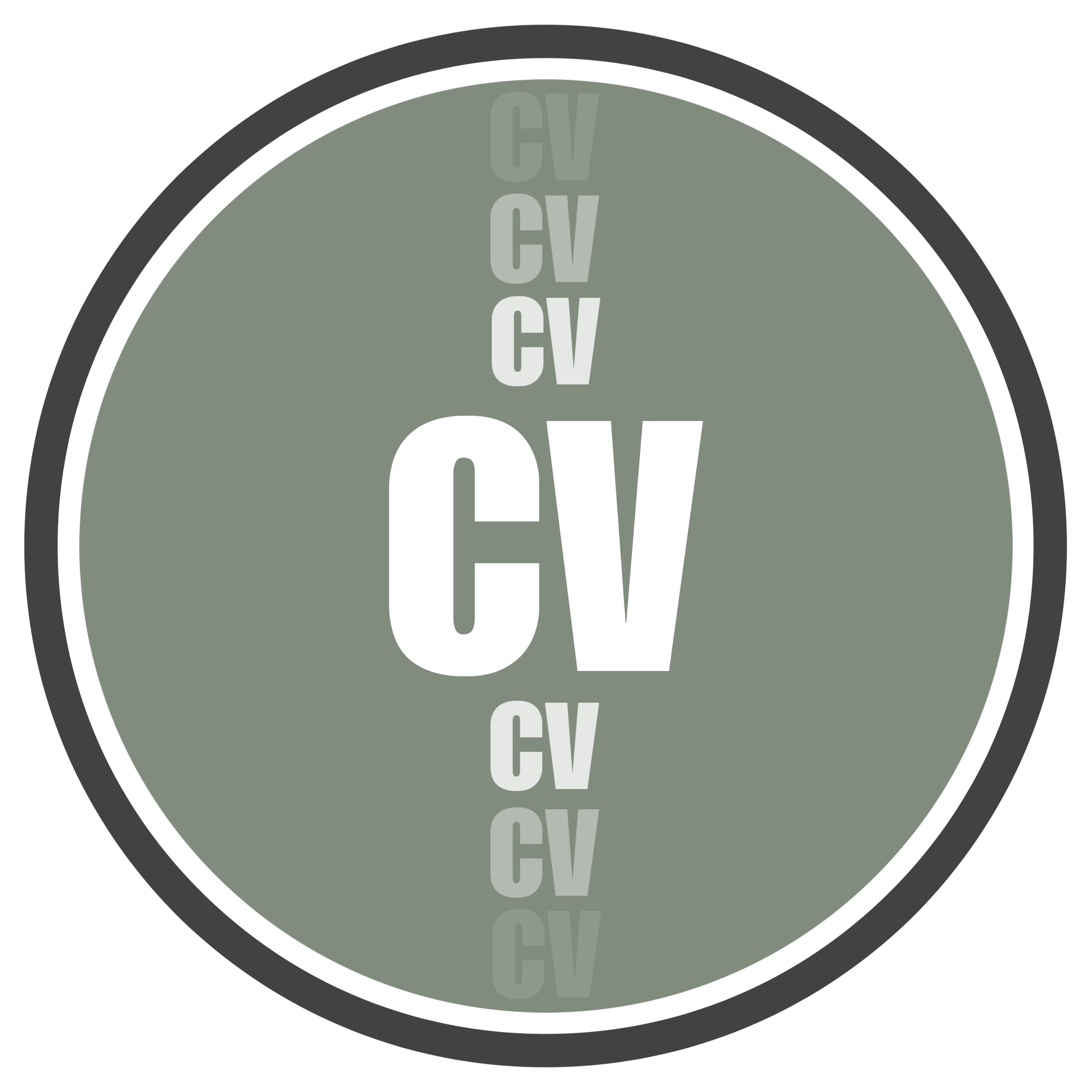 Grafik "CV" auf grünem Hintergrund, umgeben von einem schwarzen Rahmen.