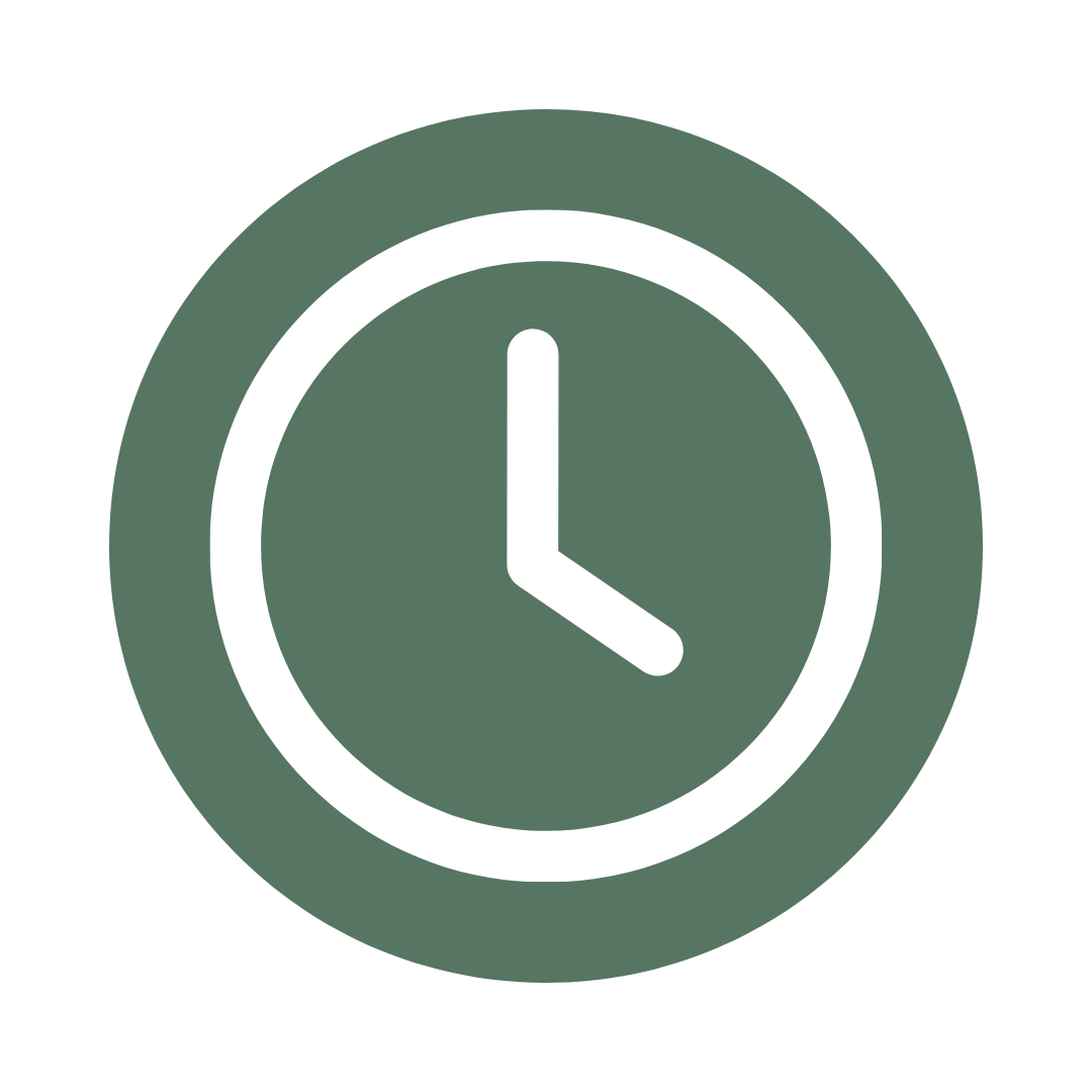 Green circular clock icon showing approximately 4:20