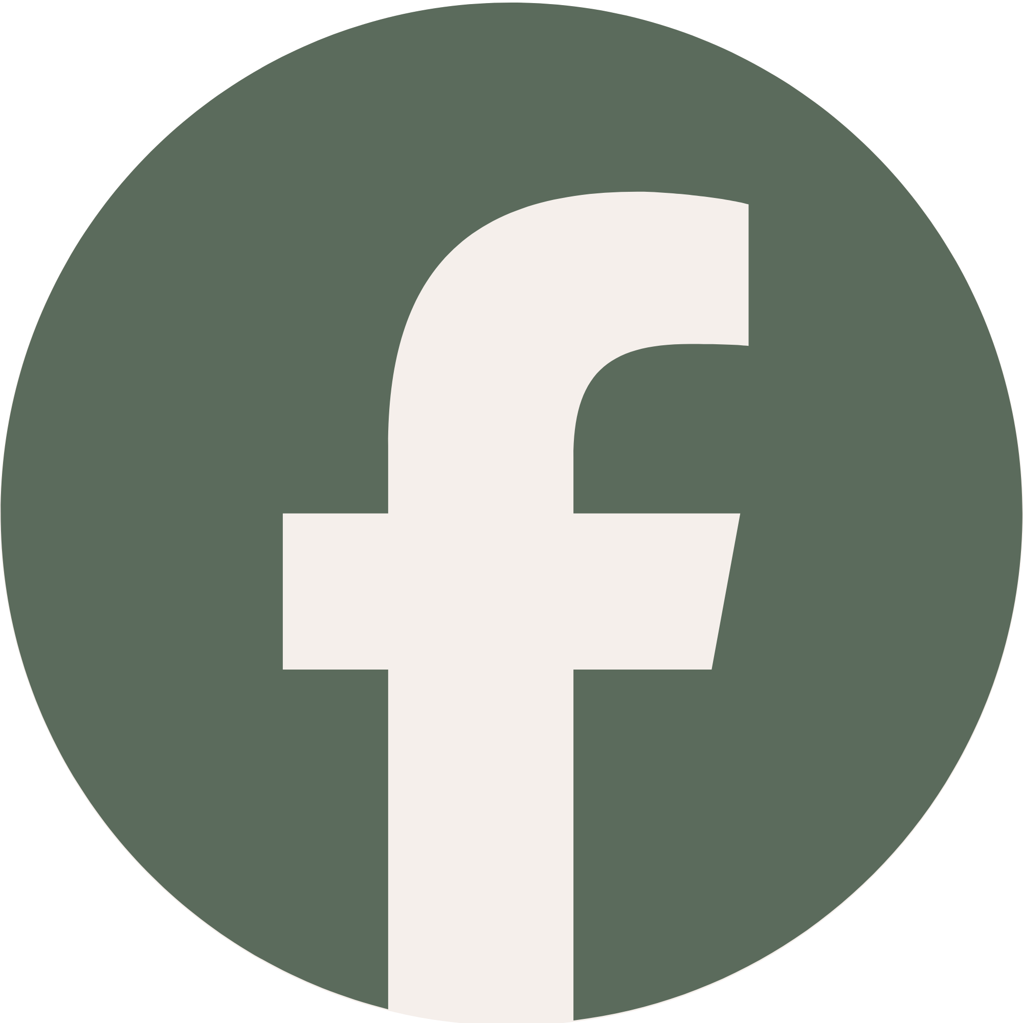 White Facebook logo centered inside a dark green circle