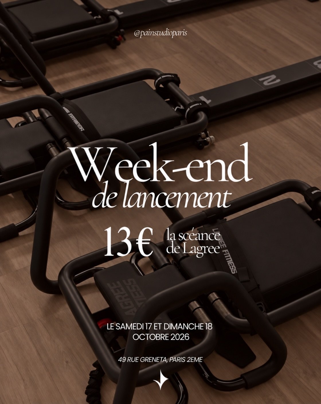 Pour f&ecirc;ter notre lancement, on vous a pr&eacute;par&eacute; une offre sp&eacute;ciale ! 🎉

✨ OFFRE DE LANCEMENT &Agrave; 13&euro; SEULEMENT POUR LE WEEK-END ! ✨

C&rsquo;est le moment d&rsquo;en profiter et de d&eacute;couvrir le Lagree ! ✨🔥
