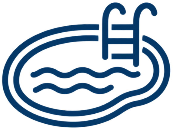 Icon of a swimming pool with a ladder and water waves.