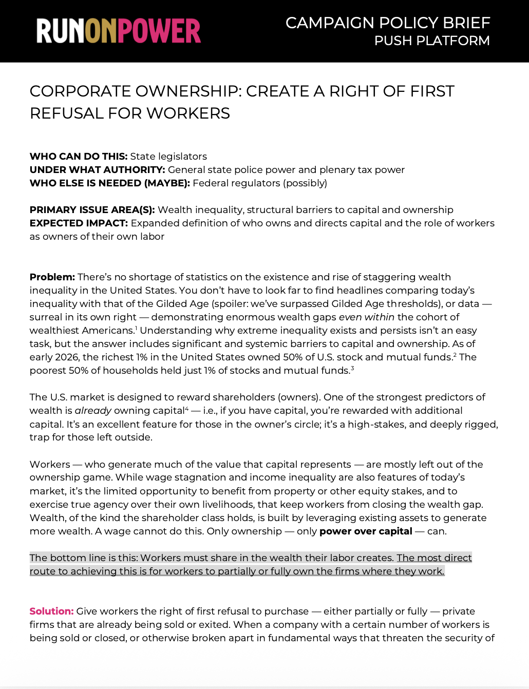 Corporate Ownership: Create a Right of First Refusal for Workers