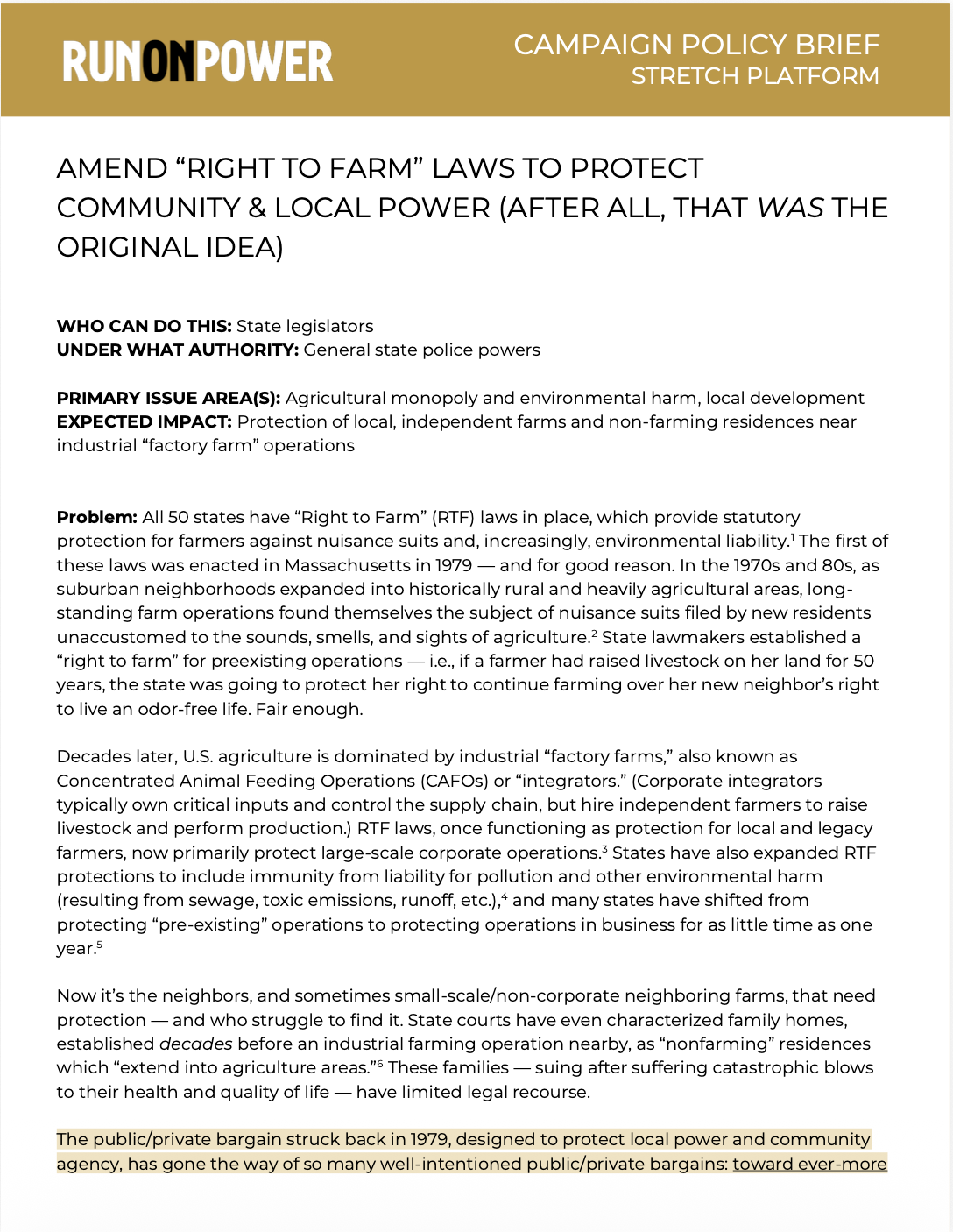 Amend “Right to Farm” Laws to Protect Community and Local Power