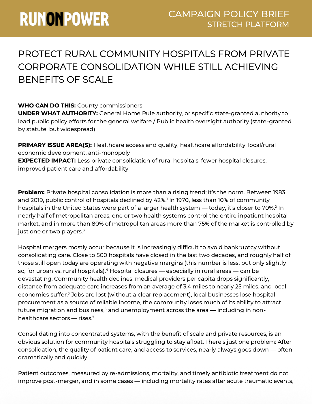 Protect Rural Community Hospitals from Private Corporate Consolidation While Still Achieving Benefits of Scale