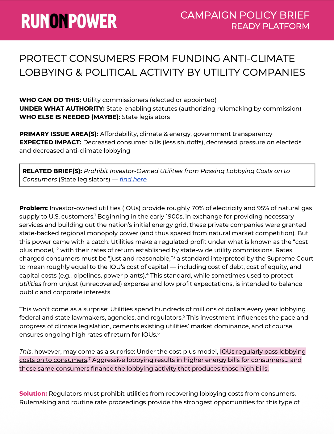 Protect Consumers from Funding Anti-Climate Lobbying and Political Activity by Utility Companies