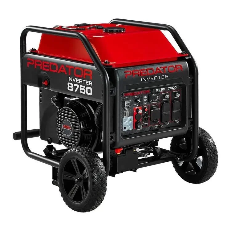 Red Predator 8750-watt inverter portable generator with wheels and control panel