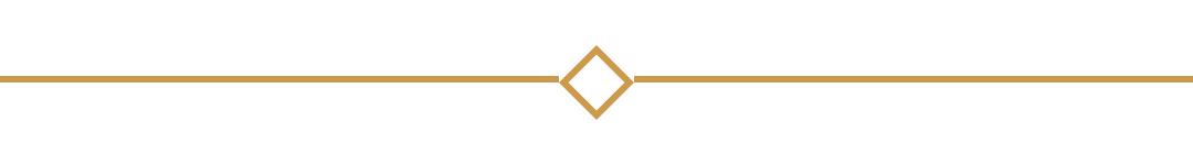 Black background with gold decorative line and diamond shape at the top center.