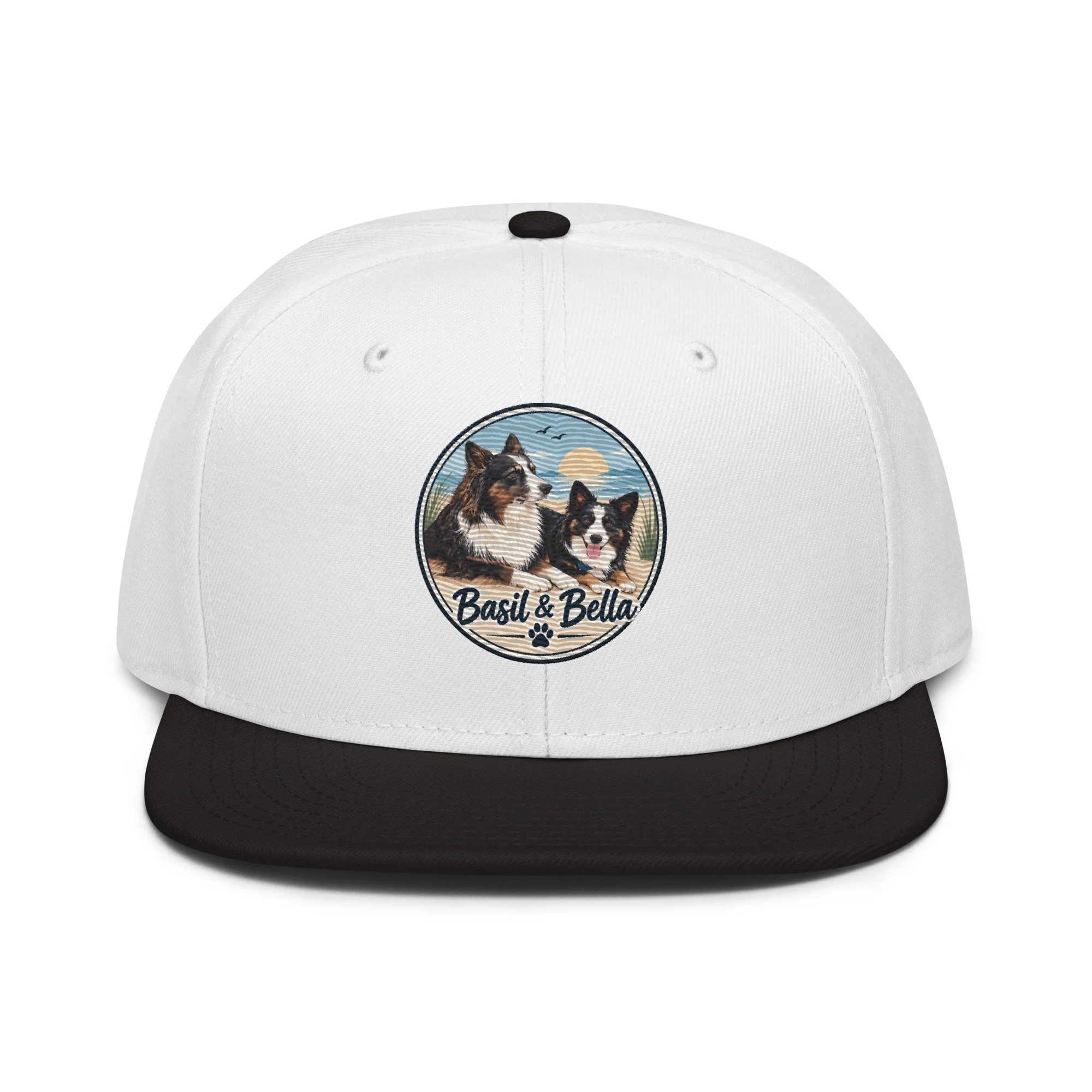 🐾 Basil & Bella Classic Snapback — Black & White Adventure Edition 🌊