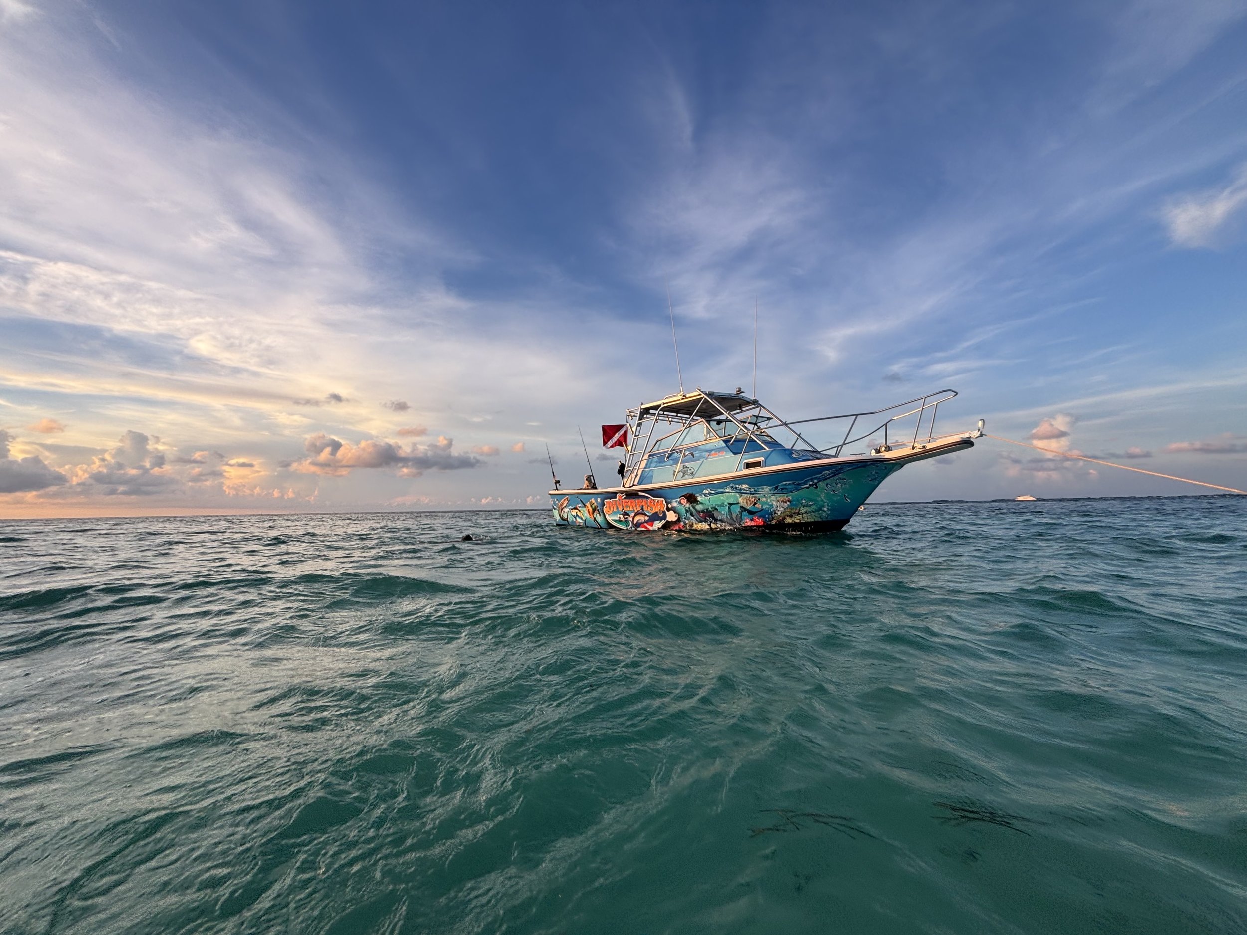 The Cool Breeze anchored at sunset in Key West waters