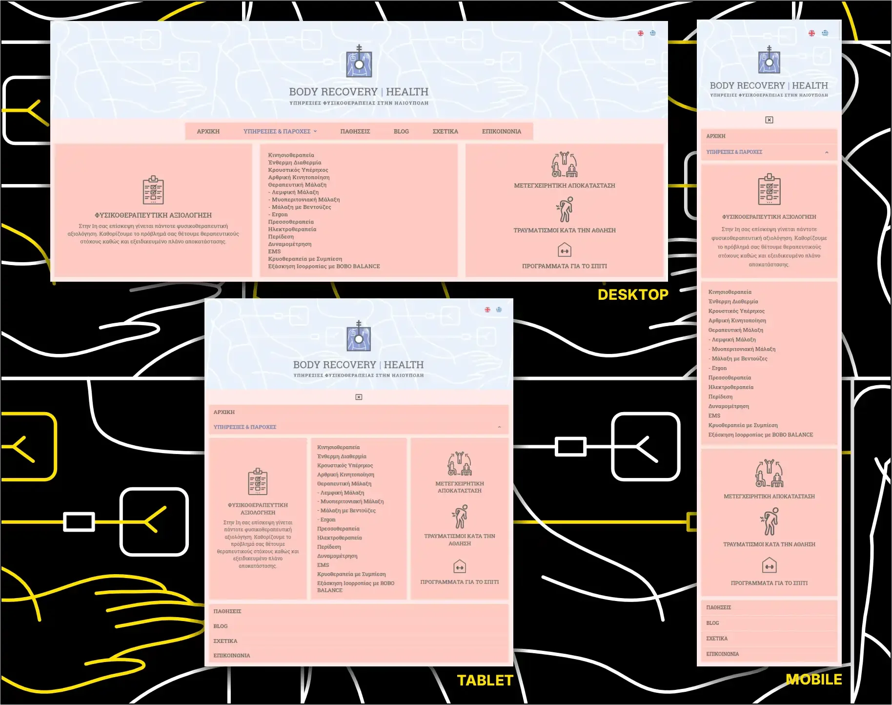 Προσαρμοστική σχεδίαση (Responsive UI/UX design) για desktop, tablet και mobile συσκευές από την thinkgraf.