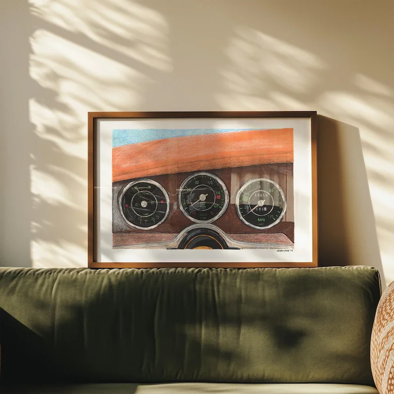 Vintage Porsche 356 Dashboard Print