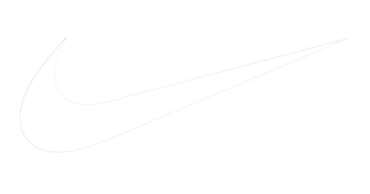 Close-up of the Nike logo featuring a white swoosh on a black background.