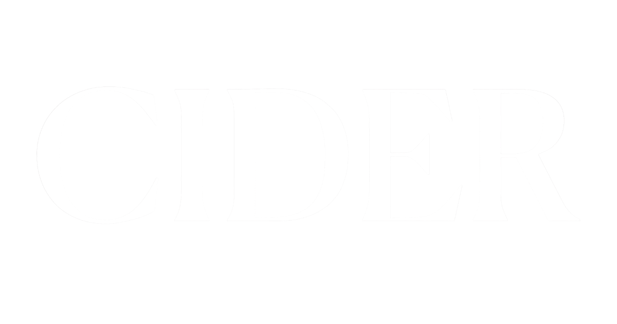 White text spelling 'CIDER' on a black background.